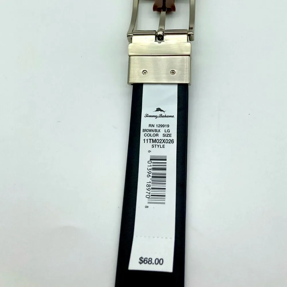 NWT Tommy Bahama Reversible Brown/Black Leather Men’s Belt Size L 38-40